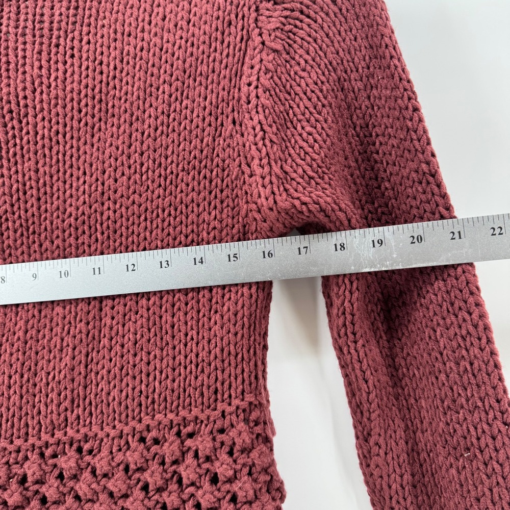 Prima Bella Cardigan Sweater Women Med Burgundy Chunky Knit Popcorn Whimsigoth - Picture 7 of 11